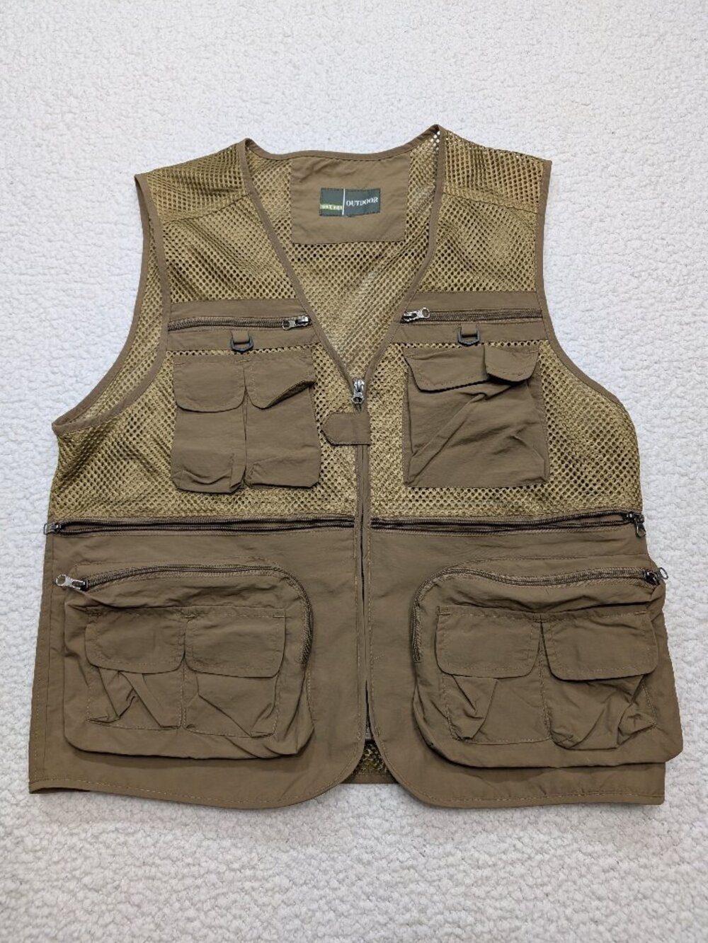 Outdoor Khaki Mesh Utility Fishing Vest